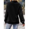 image:imageSHEWIN Womens Half Zip Sweatshirt Fall Loose High Neck Pullover TopsBlack