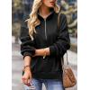image:imageSHEWIN Womens Half Zip Sweatshirt Fall Loose High Neck Pullover TopsBlack