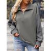 image:imageSHEWIN Womens Half Zip Sweatshirt Fall Loose High Neck Pullover TopsDark Grey