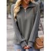 image:imageSHEWIN Womens Half Zip Sweatshirt Fall Loose High Neck Pullover TopsDark Grey