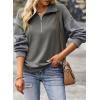 image:imageSHEWIN Womens Half Zip Sweatshirt Fall Loose High Neck Pullover TopsDark Grey
