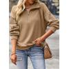 image:imageSHEWIN Womens Half Zip Sweatshirt Fall Loose High Neck Pullover TopsLight French Beige