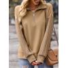 image:imageSHEWIN Womens Half Zip Sweatshirt Fall Loose High Neck Pullover TopsLight French Beige