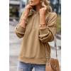 image:imageSHEWIN Womens Half Zip Sweatshirt Fall Loose High Neck Pullover TopsLight French Beige