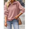image:imageSHEWIN Womens Half Zip Sweatshirt Fall Loose High Neck Pullover TopsPink