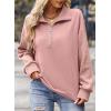 image:imageSHEWIN Womens Half Zip Sweatshirt Fall Loose High Neck Pullover TopsPink