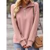 image:imageSHEWIN Womens Half Zip Sweatshirt Fall Loose High Neck Pullover TopsPink