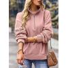 image:imageSHEWIN Womens Half Zip Sweatshirt Fall Loose High Neck Pullover TopsPink
