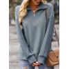 image:imageSHEWIN Womens Half Zip Sweatshirt Fall Loose High Neck Pullover TopsStone Blue