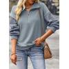 image:imageSHEWIN Womens Half Zip Sweatshirt Fall Loose High Neck Pullover TopsStone Blue