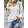 image:imageSHEWIN Womens Half Zip Sweatshirt Fall Loose High Neck Pullover TopsWhite