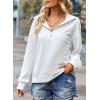 image:imageSHEWIN Womens Half Zip Sweatshirt Fall Loose High Neck Pullover TopsWhite