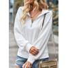 image:imageSHEWIN Womens Half Zip Sweatshirt Fall Loose High Neck Pullover TopsWhite