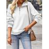 image:imageSHEWIN Womens Half Zip Sweatshirt Fall Loose High Neck Pullover TopsWhite