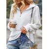 image:imageSHEWIN Womens Half Zip Sweatshirt Fall Loose High Neck Pullover TopsWhite