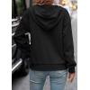 image:imageSHEWIN Womens Hoodies Casual Long Sleeve Quilted Half Button Drawstring Hooded SweatshirtBlack