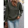 image:imageSHEWIN Womens Hoodies Casual Long Sleeve Quilted Half Button Drawstring Hooded SweatshirtGreen