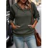 image:imageSHEWIN Womens Hoodies Casual Long Sleeve Quilted Half Button Drawstring Hooded SweatshirtGreen