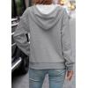 image:imageSHEWIN Womens Hoodies Casual Long Sleeve Quilted Half Button Drawstring Hooded SweatshirtGrey
