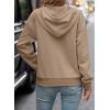 image:imageSHEWIN Womens Hoodies Casual Long Sleeve Quilted Half Button Drawstring Hooded SweatshirtKhaki