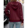 image:imageSHEWIN Womens Hoodies Casual Long Sleeve Quilted Half Button Drawstring Hooded SweatshirtRed