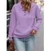 image:imageSHEWIN Womens Hoodies Casual Long Sleeve Quilted Half Button Drawstring Hooded SweatshirtWisteria Purple