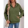 image:imageSHEWIN Womens Hoodies Casual Quarter Zip Pullover Hoodie Fleece Oversized Sweatshirt Fall Outfits for Women 2025Moss Green