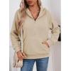 image:imageSHEWIN Womens Hoodies Casual Quarter Zip Pullover Hoodie Fleece Oversized Sweatshirt Fall Outfits for Women 2025Parchment