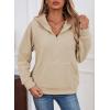 image:imageSHEWIN Womens Hoodies Casual Quarter Zip Pullover Hoodie Fleece Oversized Sweatshirt Fall Outfits for Women 2025Parchment