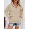 image:imageSHEWIN Womens Hoodies Casual Quarter Zip Pullover Hoodie Fleece Oversized Sweatshirt Fall Outfits for Women 2025Parchment