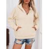 image:imageSHEWIN Womens Hoodies Casual Quarter Zip Pullover Hoodie Fleece Oversized Sweatshirt Fall Outfits for Women 2025White