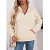 image:imageSHEWIN Womens Hoodies Casual Quarter Zip Pullover Hoodie Fleece Oversized Sweatshirt Fall Outfits for Women 2025White