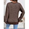 image:imageSHEWIN Womens Long Sleeve Crewneck Striped Side Split Pullover SweaterCoffee