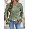 image:imageSHEWIN Womens Long Sleeve Crewneck Striped Side Split Pullover SweaterGrass Green