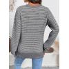 image:imageSHEWIN Womens Long Sleeve Crewneck Striped Side Split Pullover SweaterGrey