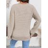 image:imageSHEWIN Womens Long Sleeve Crewneck Striped Side Split Pullover SweaterKhaki