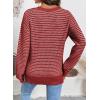 image:imageSHEWIN Womens Long Sleeve Crewneck Striped Side Split Pullover SweaterRed