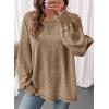 image:imageSHEWIN Womens Long Sleeve Crewneck SweatshirtKhaki