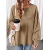 image:imageSHEWIN Womens Long Sleeve Crewneck SweatshirtKhaki