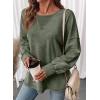image:imageSHEWIN Womens Long Sleeve Crewneck SweatshirtLaurel Green