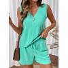 image:imageSHEWIN Womens Ribbed Knit 2 Piece Short Sets Summer Lounge Matching Outfits With PocketsGreen