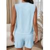 image:imageSHEWIN Womens Ribbed Knit 2 Piece Short Sets Summer Lounge Matching Outfits With PocketsLight Blue