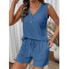 image:imageSHEWIN Womens Ribbed Knit 2 Piece Short Sets Summer Lounge Matching Outfits With PocketsNavy