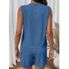 image:imageSHEWIN Womens Ribbed Knit 2 Piece Short Sets Summer Lounge Matching Outfits With PocketsNavy
