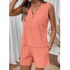 image:imageSHEWIN Womens Ribbed Knit 2 Piece Short Sets Summer Lounge Matching Outfits With PocketsPink