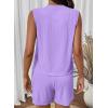 image:imageSHEWIN Womens Ribbed Knit 2 Piece Short Sets Summer Lounge Matching Outfits With PocketsPurple