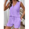 image:imageSHEWIN Womens Ribbed Knit 2 Piece Short Sets Summer Lounge Matching Outfits With PocketsPurple