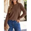 image:imageSHEWIN Womens Sweaters 2026 Casual Crewneck Long Sleeve Lightweight Knit Pullover Sweater Tops Fall ClothesCoffee
