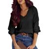 image:imageSHEWIN Womens Sweaters Casual Long Sleeve V Neck Crewneck Lightweight Crochet Pullover Sweater TopsA Black