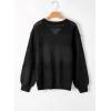 image:imageSHEWIN Womens Sweaters Casual Long Sleeve V Neck Crewneck Lightweight Crochet Pullover Sweater TopsA Black
